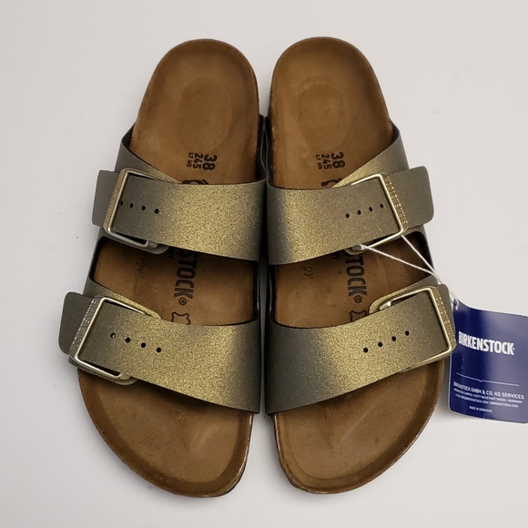 birkenstock icy metallic stone gold